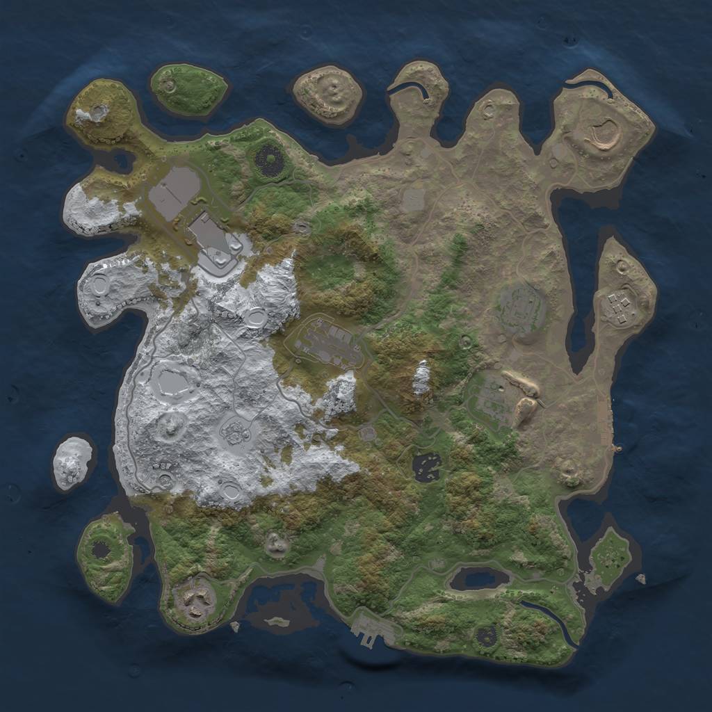 Rust Map: Procedural Map, Size: 3500, Seed: 64825213, 17 Monuments