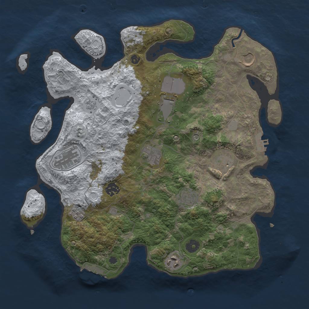 Rust Map: Procedural Map, Size: 3500, Seed: 3480279, 18 Monuments