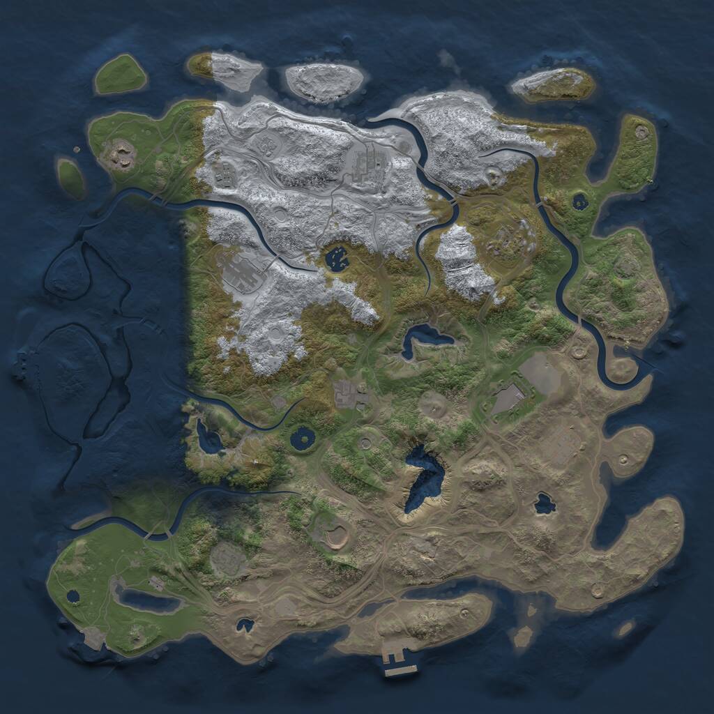 Rust Map: Procedural Map, Size: 4500, Seed: 4445085, 17 Monuments