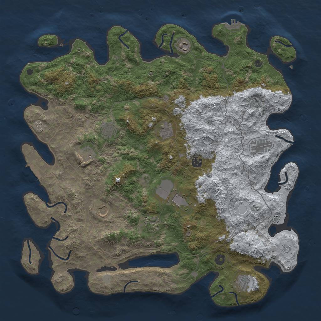Rust Map: Procedural Map, Size: 4500, Seed: 3978137, 20 Monuments