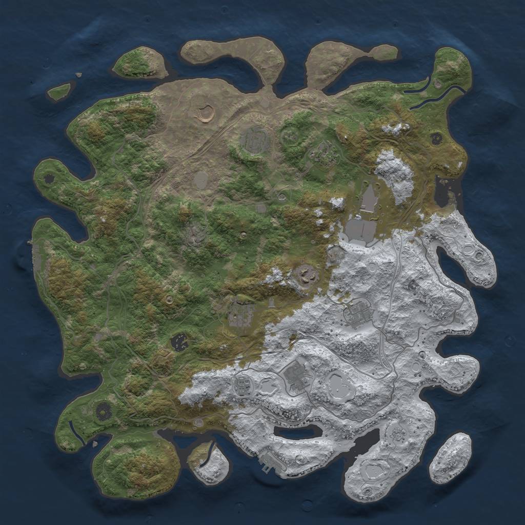 Rust Map: Procedural Map, Size: 4500, Seed: 4670517, 19 Monuments
