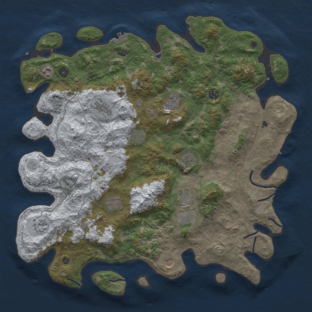 Rust Map: Procedural Map, Size: 4500, Seed: 4991330, 20 Monuments