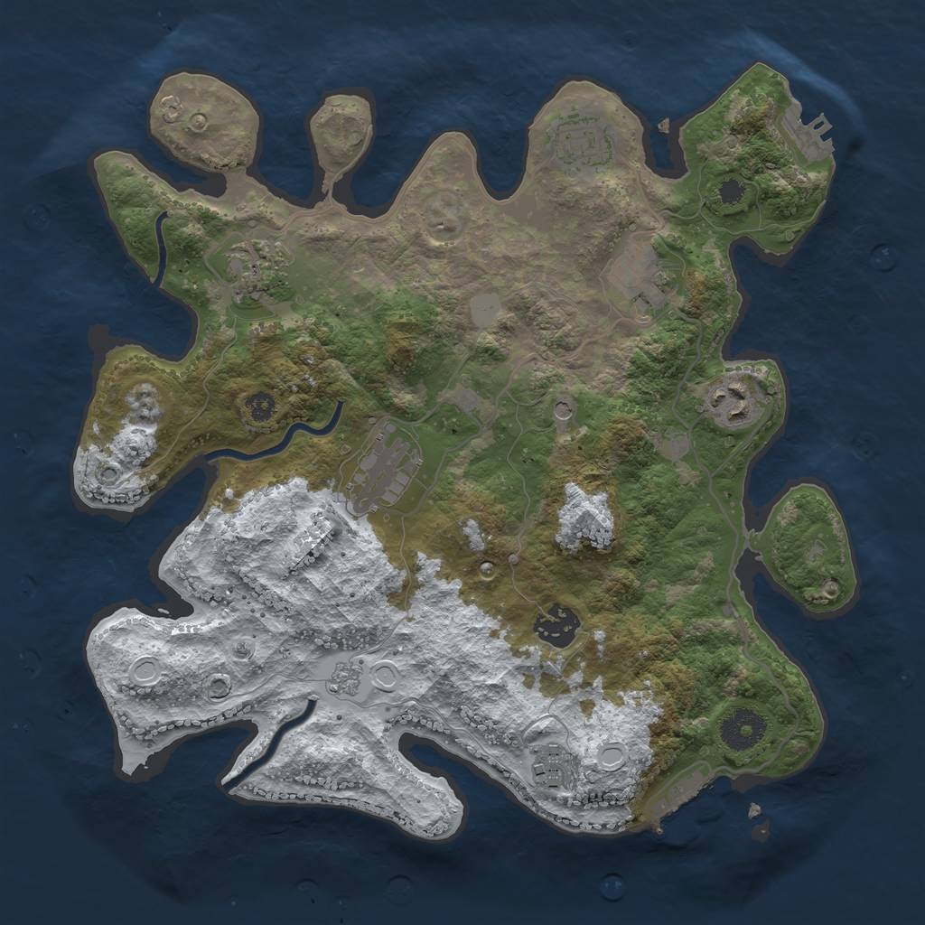 Rust Map: Procedural Map, Size: 3250, Seed: 4521869, 16 Monuments