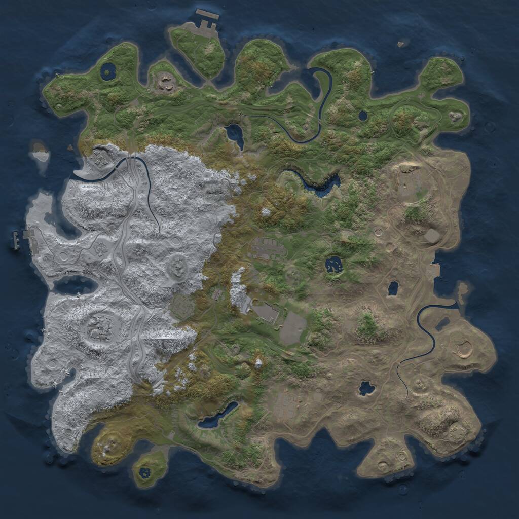 Rust Map: Procedural Map, Size: 4500, Seed: 3312387, 16 Monuments