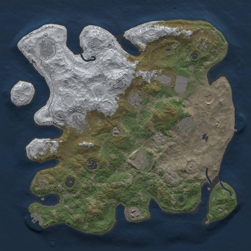 Rust Map: Procedural Map, Size: 3750, Seed: 2121557843, 20 Monuments