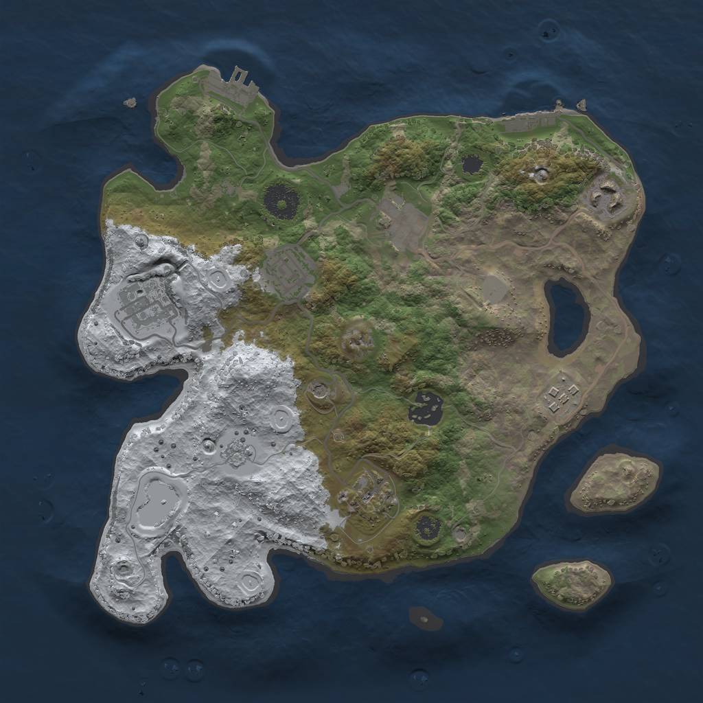 Rust Map: Procedural Map, Size: 3000, Seed: 1233981836, 16 Monuments