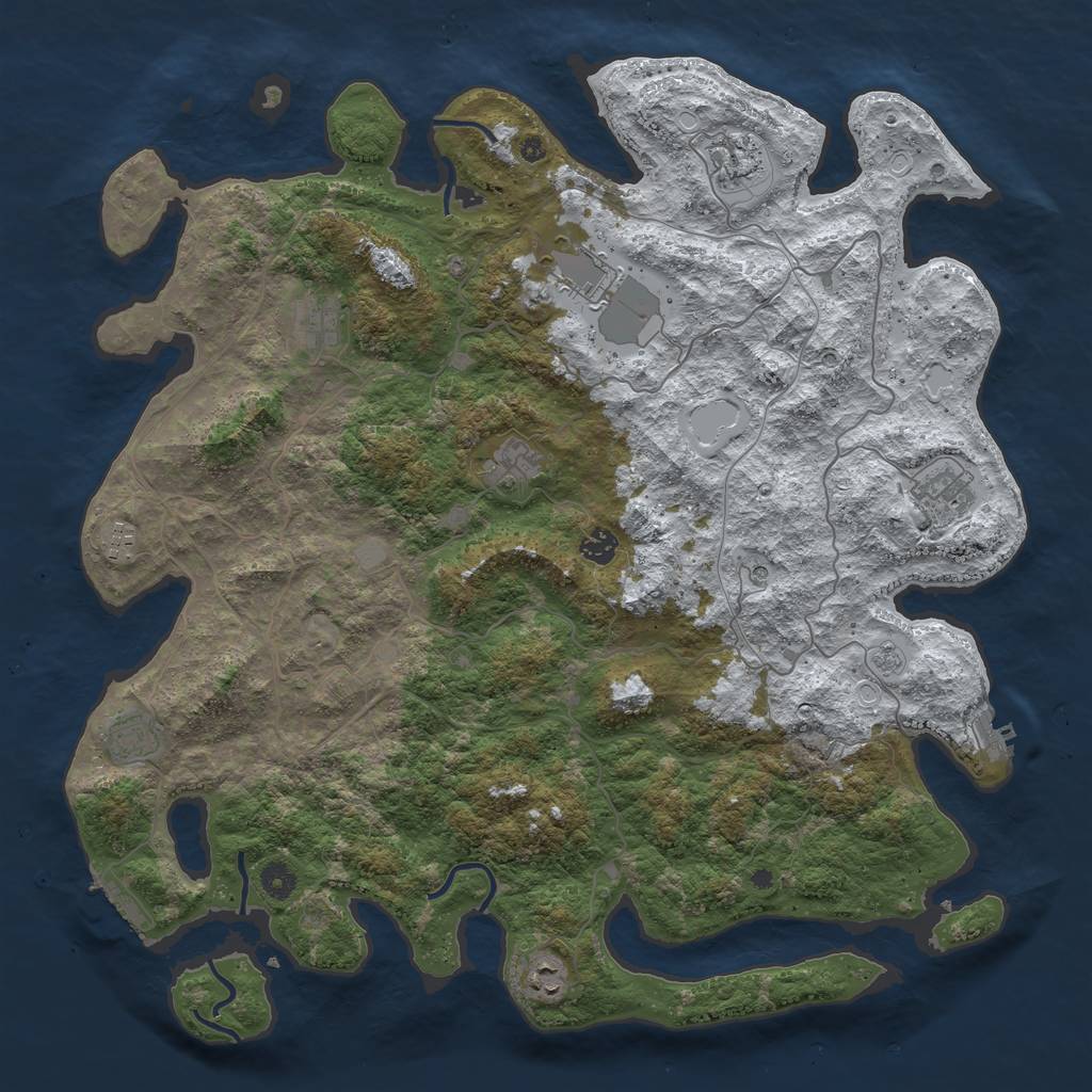 Rust Map: Procedural Map, Size: 4500, Seed: 2253957, 18 Monuments