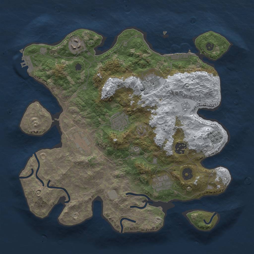 Rust Map: Procedural Map, Size: 3250, Seed: 5661170, 16 Monuments