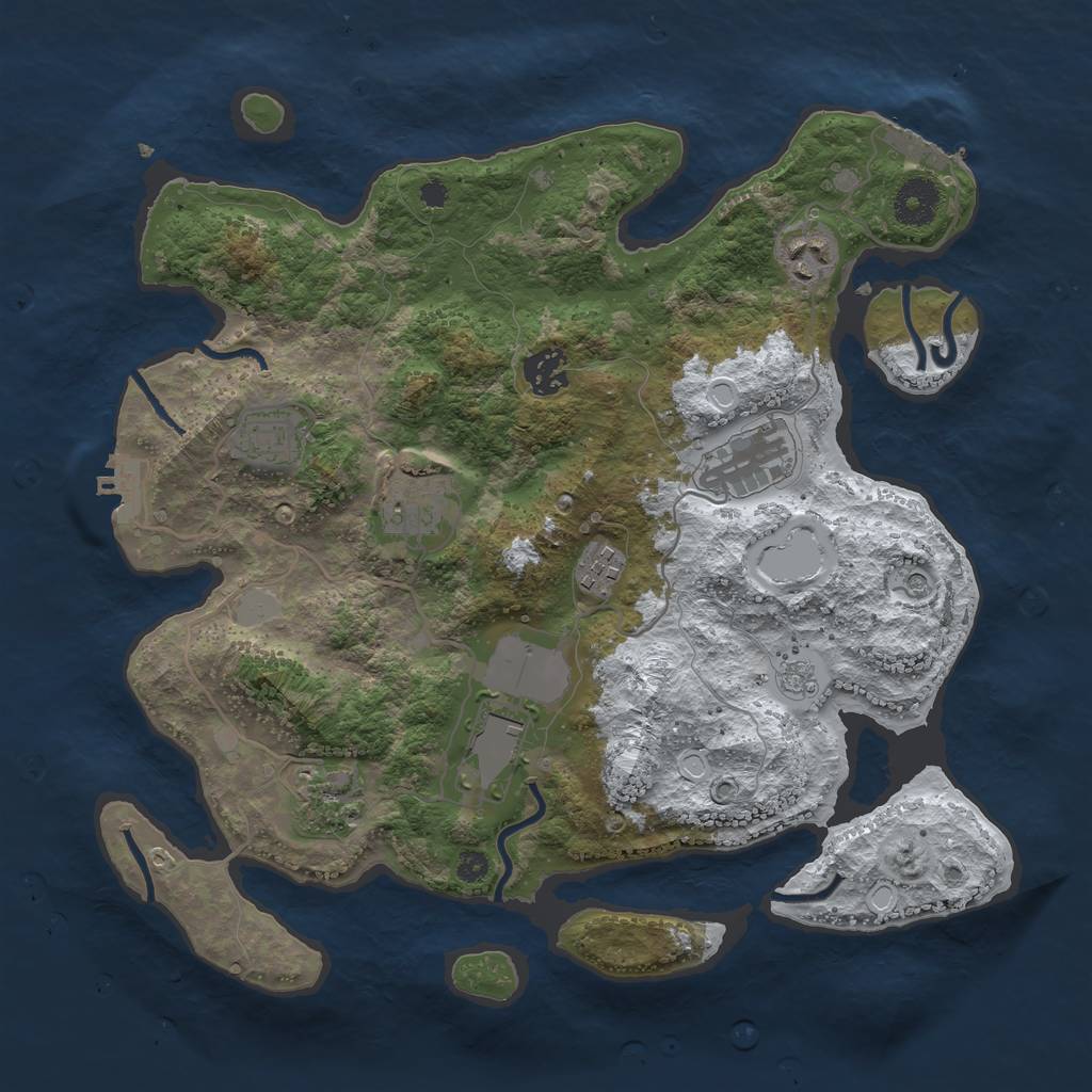 Rust Map: Procedural Map, Size: 3500, Seed: 42583694, 17 Monuments
