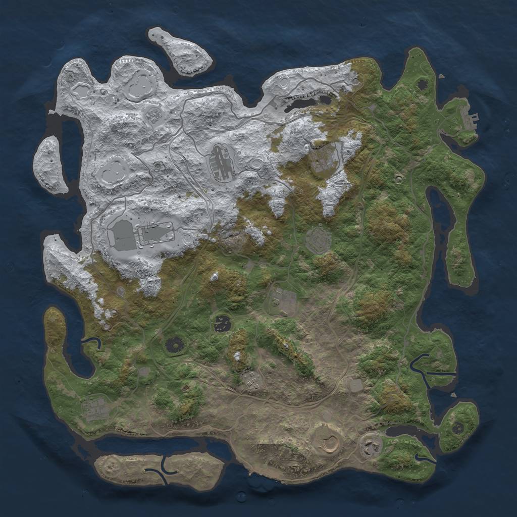 Rust Map: Procedural Map, Size: 4500, Seed: 1340843, 19 Monuments