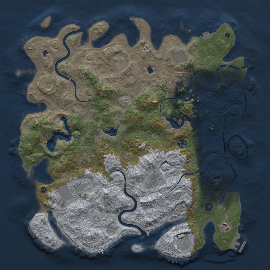 Rust Map: Procedural Map, Size: 4500, Seed: 5298258, 16 Monuments