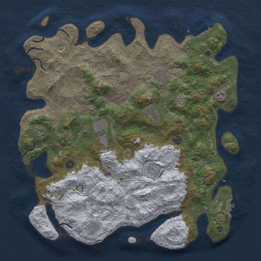 Rust Map: Procedural Map, Size: 4500, Seed: 5298258, 19 Monuments