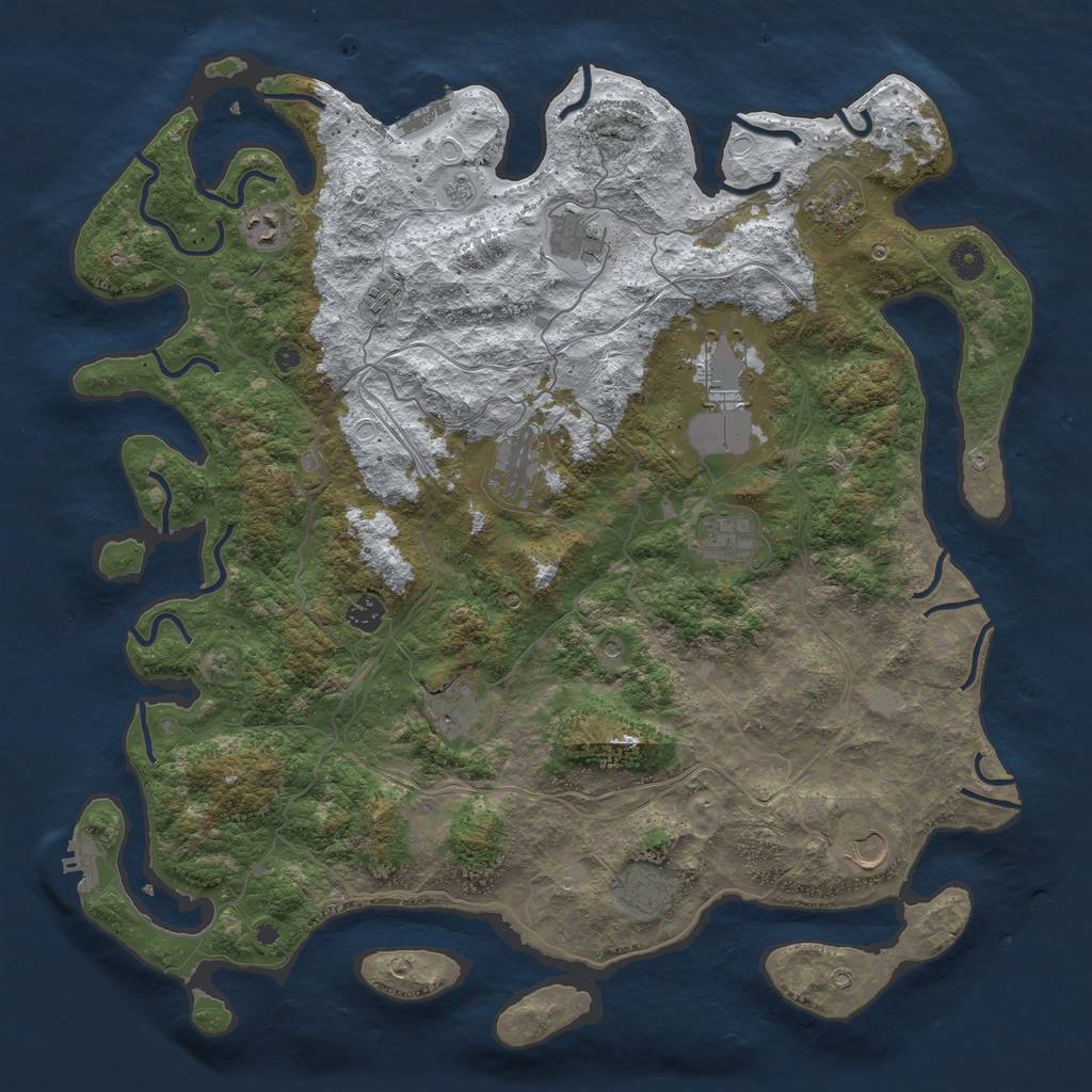 Rust Map: Procedural Map, Size: 4500, Seed: 321758, 20 Monuments