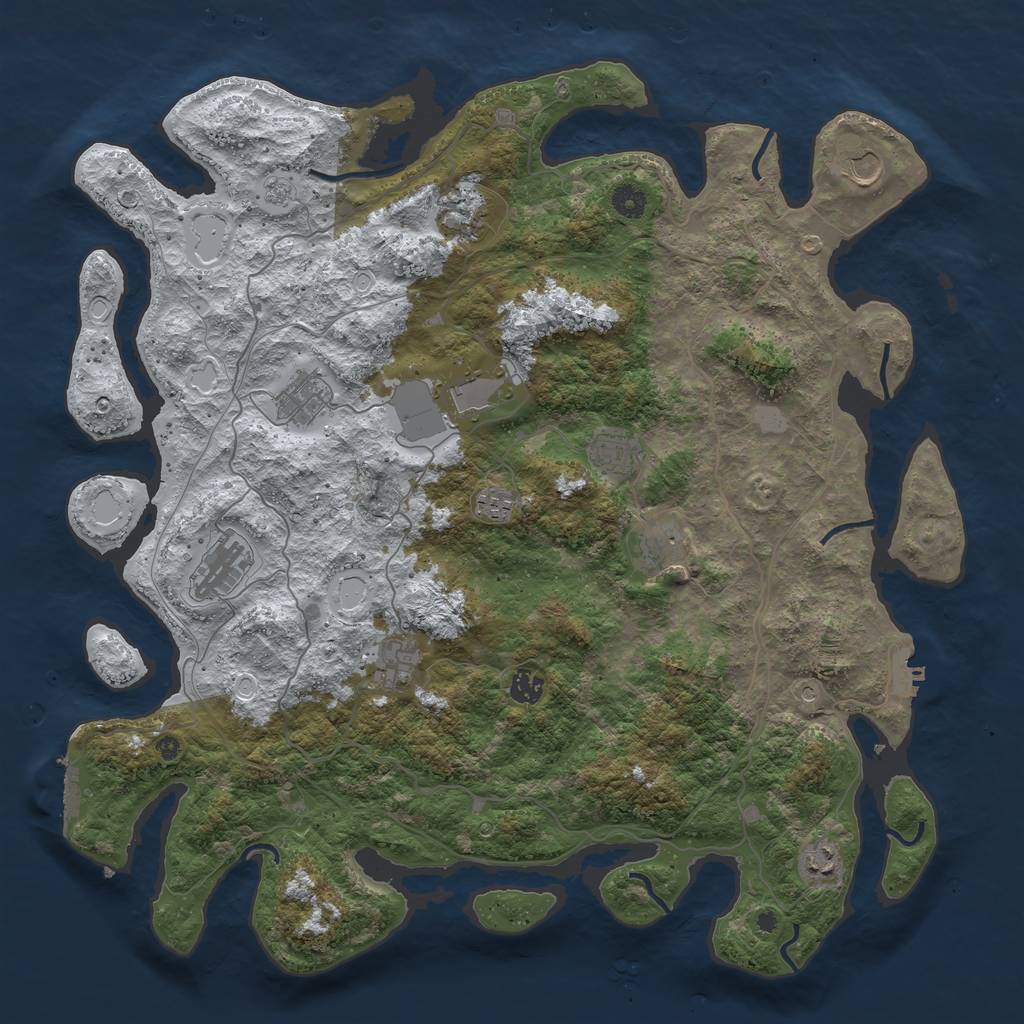 Rust Map: Procedural Map, Size: 4500, Seed: 2520816, 20 Monuments