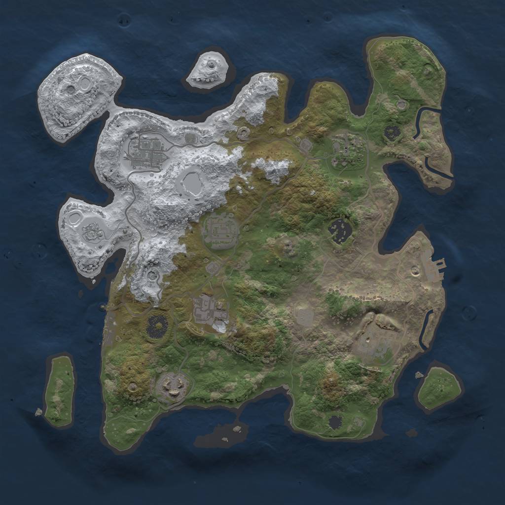 Rust Map: Procedural Map, Size: 3250, Seed: 2701951, 16 Monuments