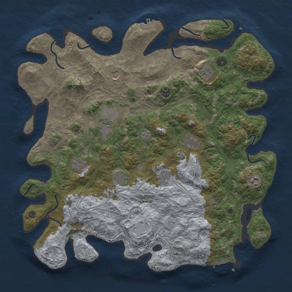 Rust Map: Procedural Map, Size: 4500, Seed: 4720726, 19 Monuments