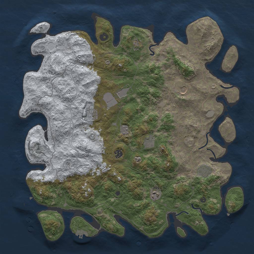 Rust Map: Procedural Map, Size: 4500, Seed: 445974, 17 Monuments