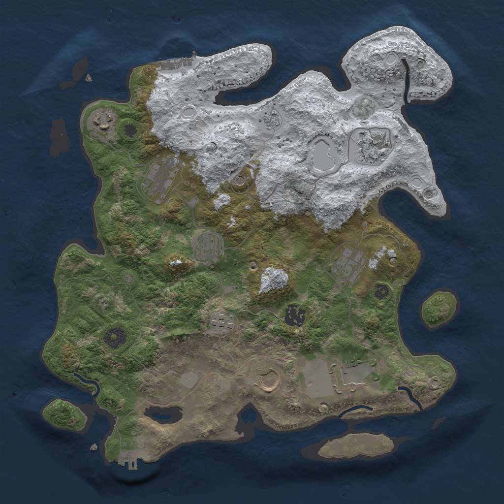 Rust Map: Procedural Map, Size: 3500, Seed: 5854078, 18 Monuments