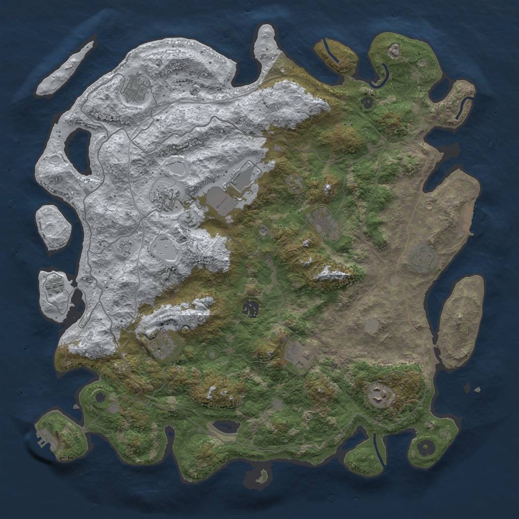 Rust Map: Procedural Map, Size: 4500, Seed: 3865357, 19 Monuments