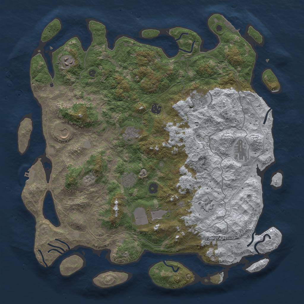 Rust Map: Procedural Map, Size: 4500, Seed: 1907400, 19 Monuments