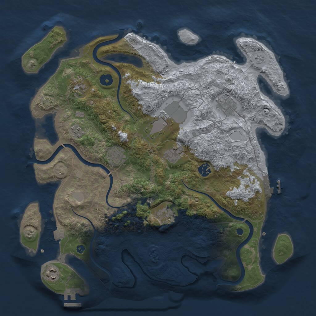 Rust Map: Procedural Map, Size: 3750, Seed: 480722, 15 Monuments