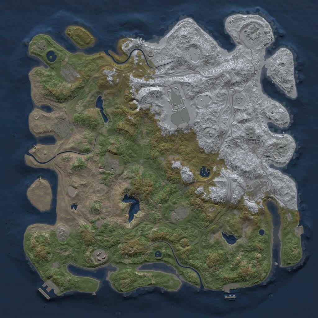 Rust Map: Procedural Map, Size: 4500, Seed: 3243511, 16 Monuments