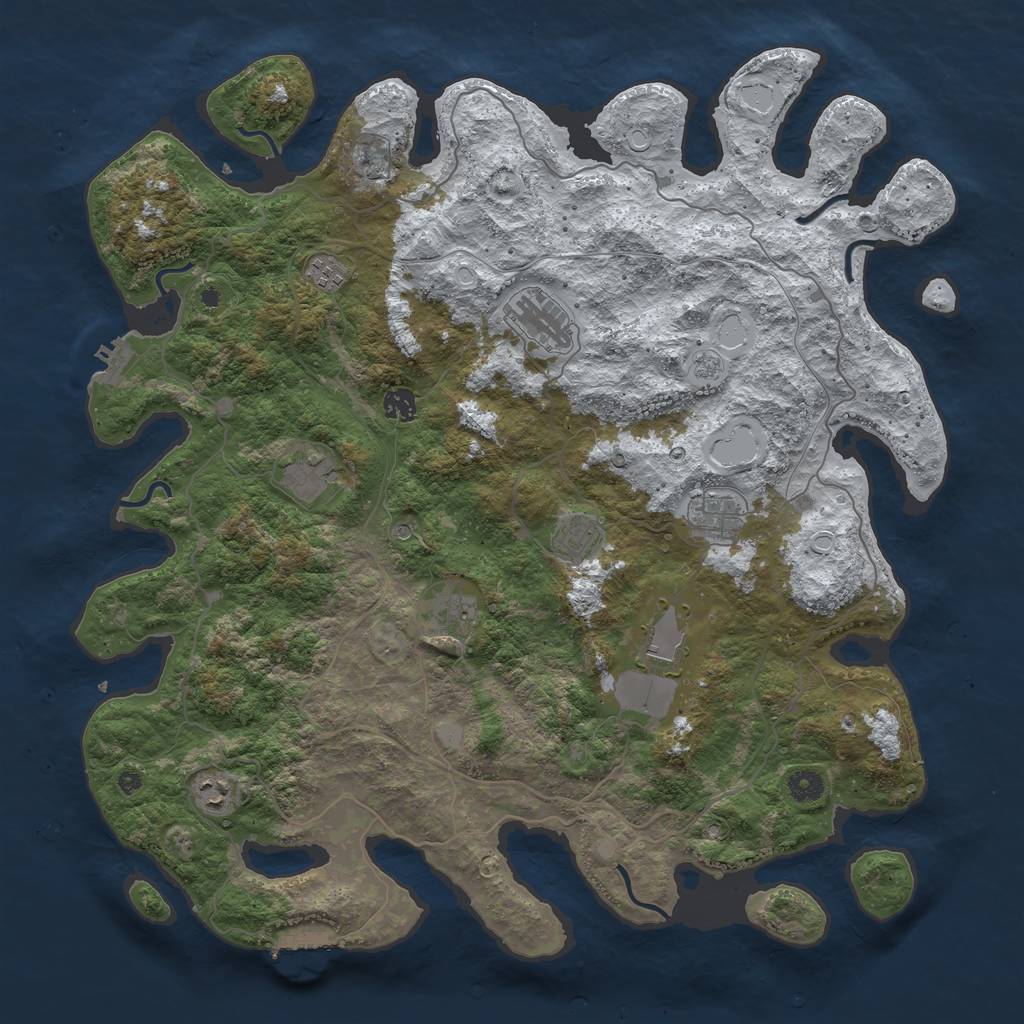 Rust Map: Procedural Map, Size: 4500, Seed: 2296098, 18 Monuments