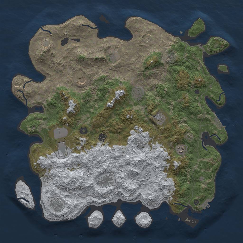 Rust Map: Procedural Map, Size: 4500, Seed: 425216, 19 Monuments