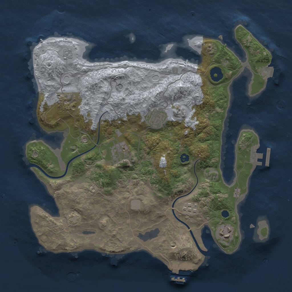 Rust Map: Procedural Map, Size: 3200, Seed: 5432, 11 Monuments