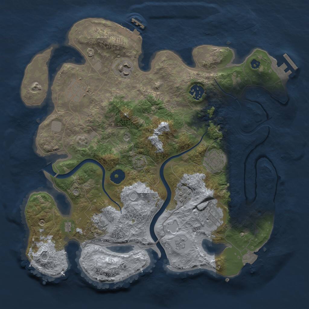 Rust Map: Procedural Map, Size: 3250, Seed: 4256406, 13 Monuments