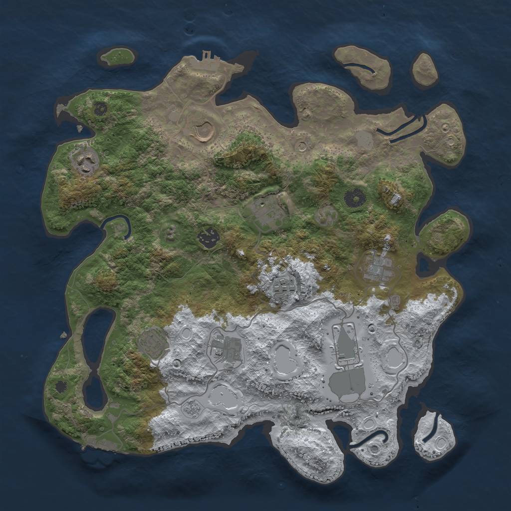 Rust Map: Procedural Map, Size: 3750, Seed: 607498804, 18 Monuments