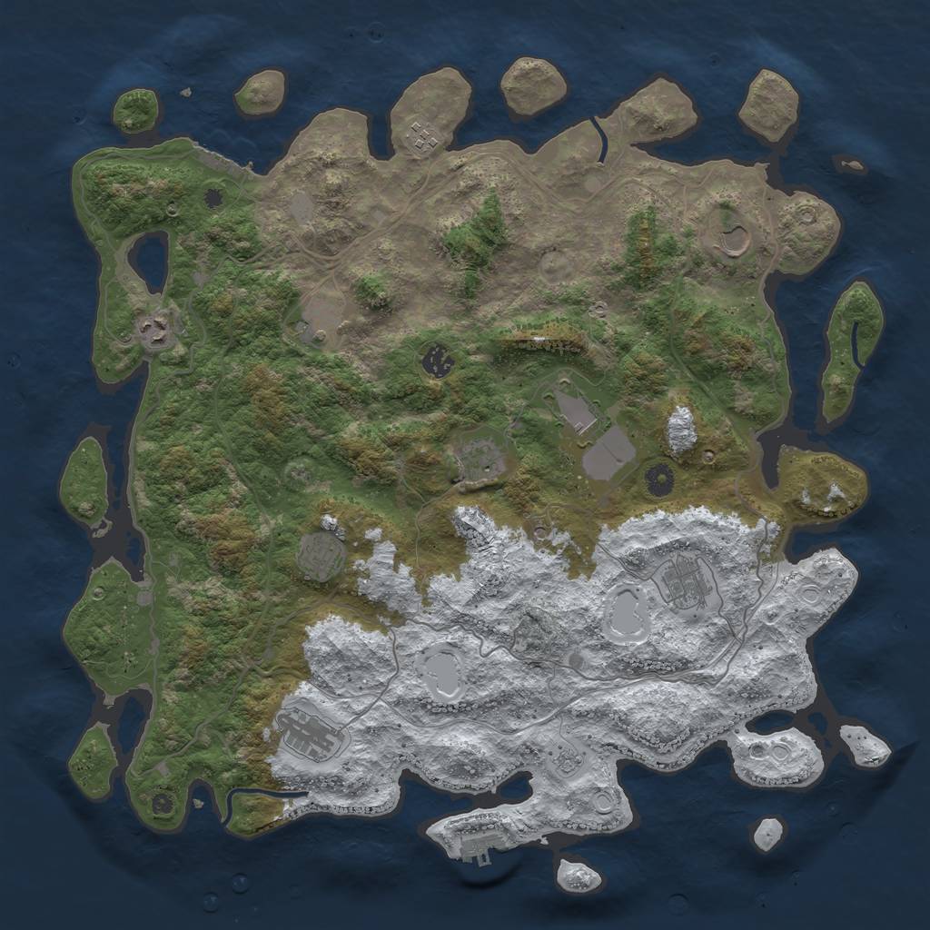 Rust Map: Procedural Map, Size: 4500, Seed: 354729, 19 Monuments