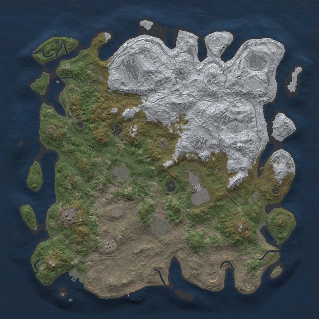 Rust Map: Procedural Map, Size: 4500, Seed: 225617, 19 Monuments