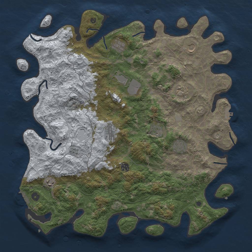 Rust Map: Procedural Map, Size: 4500, Seed: 3979330, 19 Monuments