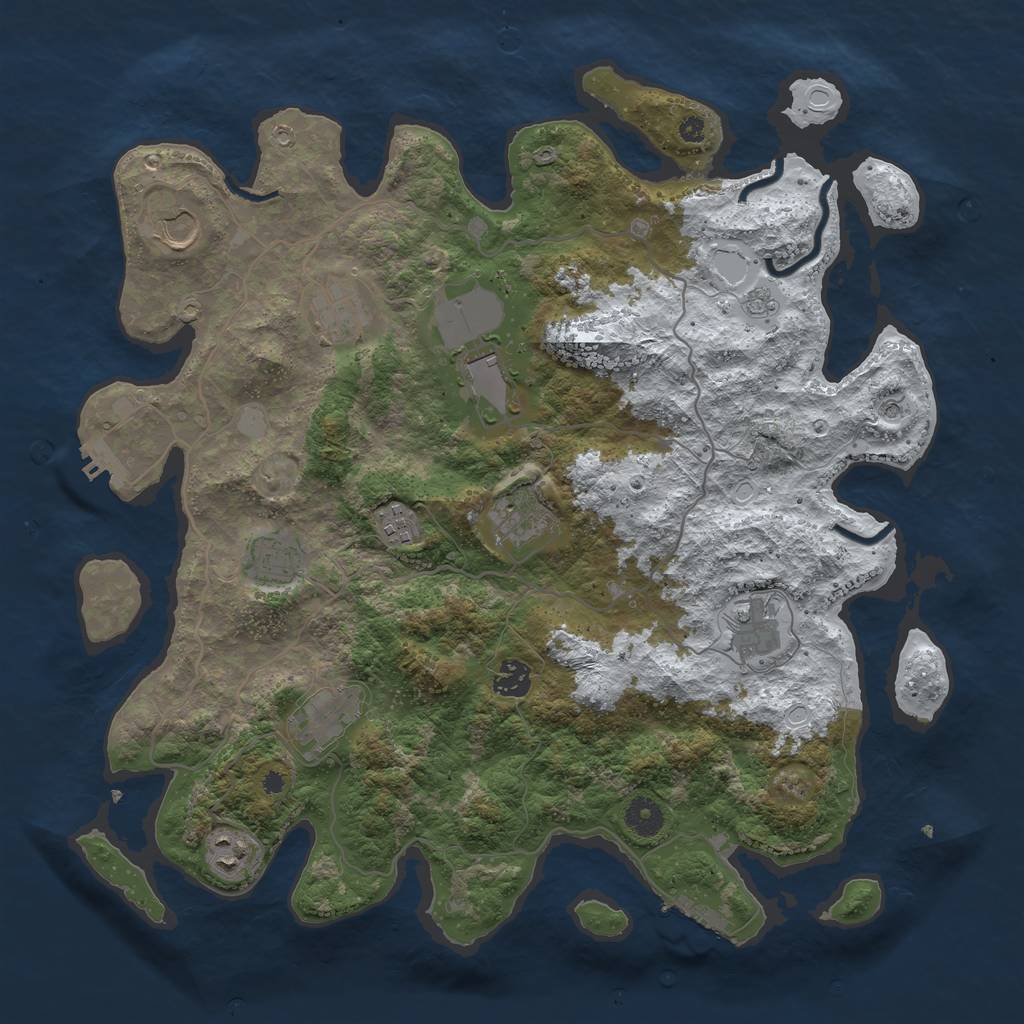 Rust Map: Procedural Map, Size: 4000, Seed: 241805, 19 Monuments