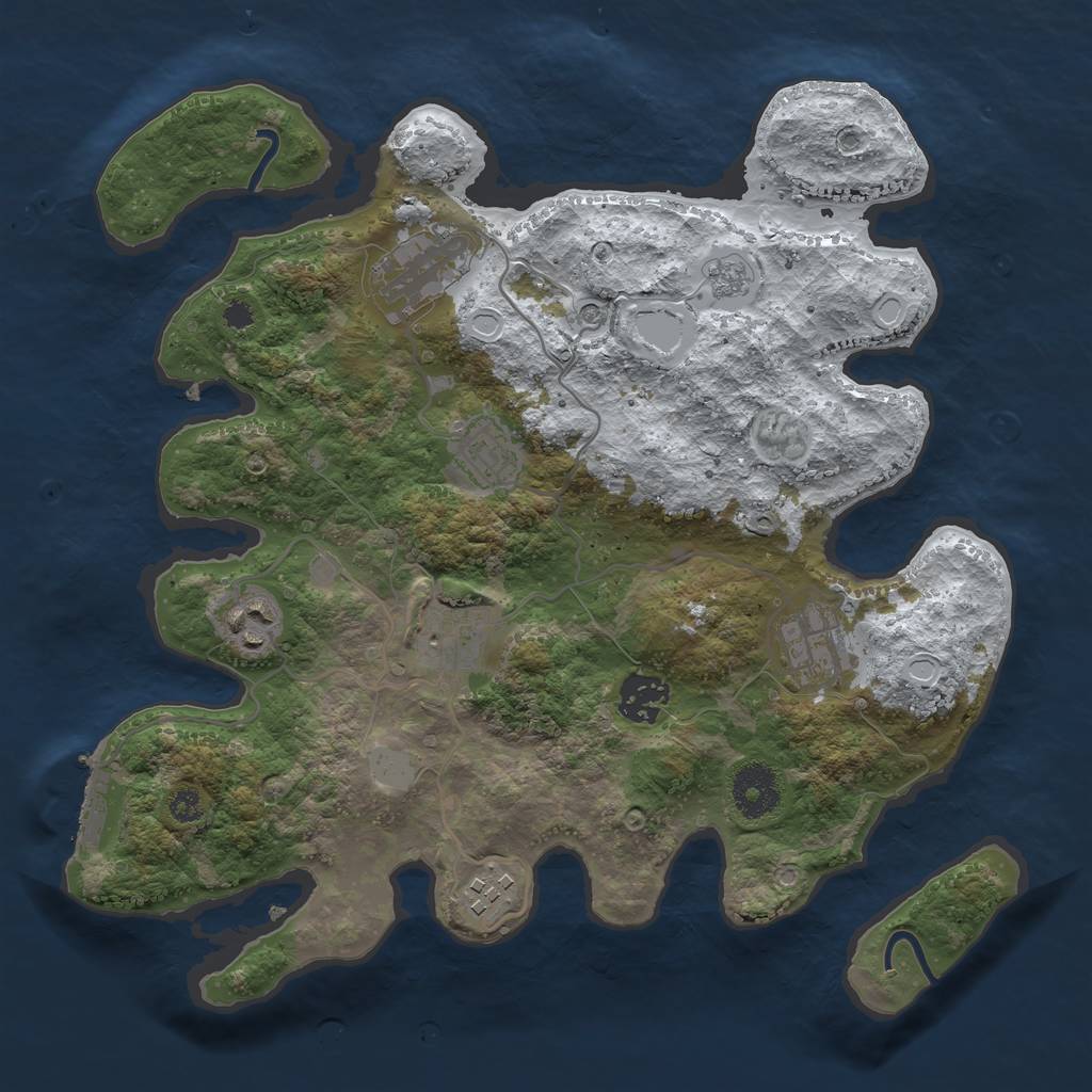 Rust Map: Procedural Map, Size: 3250, Seed: 2096851, 15 Monuments