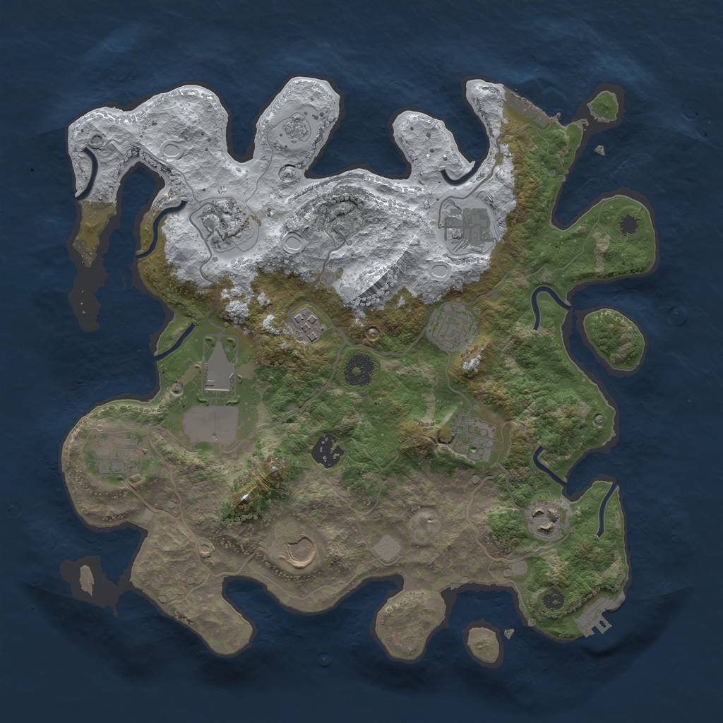 Rust Map: Procedural Map, Size: 3520, Seed: 1234, 18 Monuments