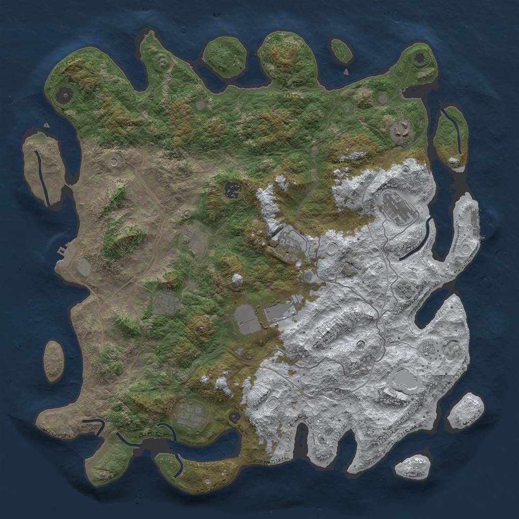 Rust Map: Procedural Map, Size: 4500, Seed: 2351171, 18 Monuments