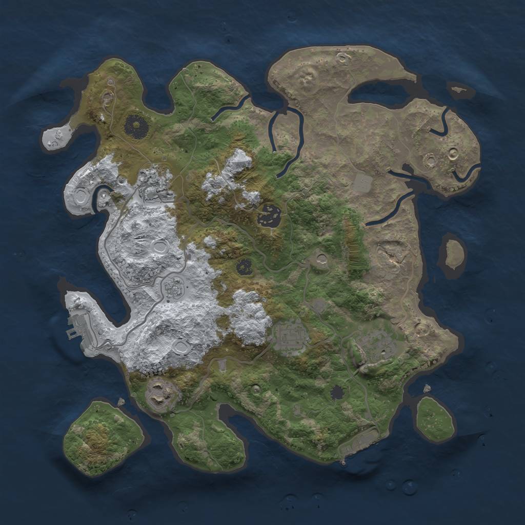 Rust Map: Procedural Map, Size: 3250, Seed: 4986600, 14 Monuments