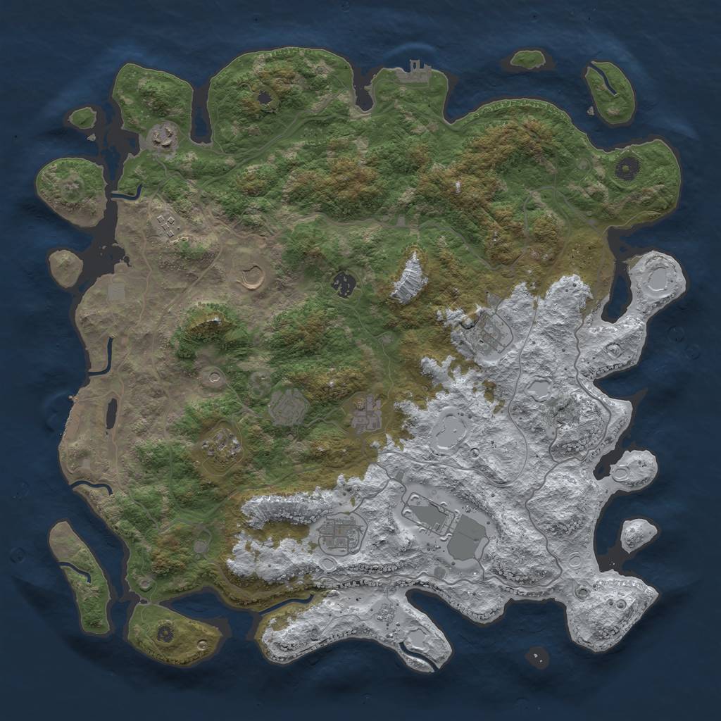 Rust Map: Procedural Map, Size: 4500, Seed: 5102912, 19 Monuments