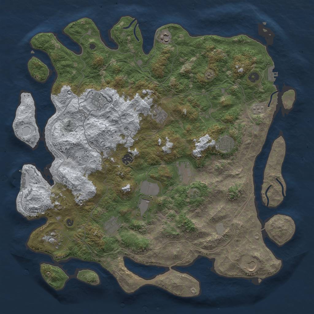 Rust Map: Procedural Map, Size: 4500, Seed: 4500855, 20 Monuments