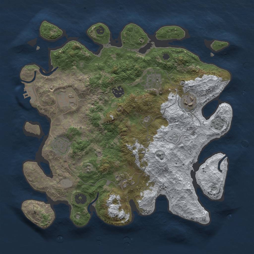Rust Map: Procedural Map, Size: 3250, Seed: 726061, 15 Monuments