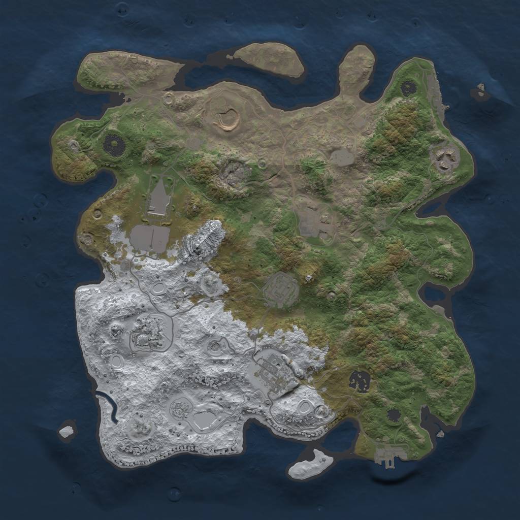 Rust Map: Procedural Map, Size: 3500, Seed: 3851671, 17 Monuments