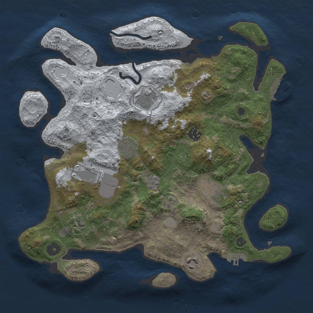 Rust Map: Procedural Map, Size: 3500, Seed: 427349, 17 Monuments