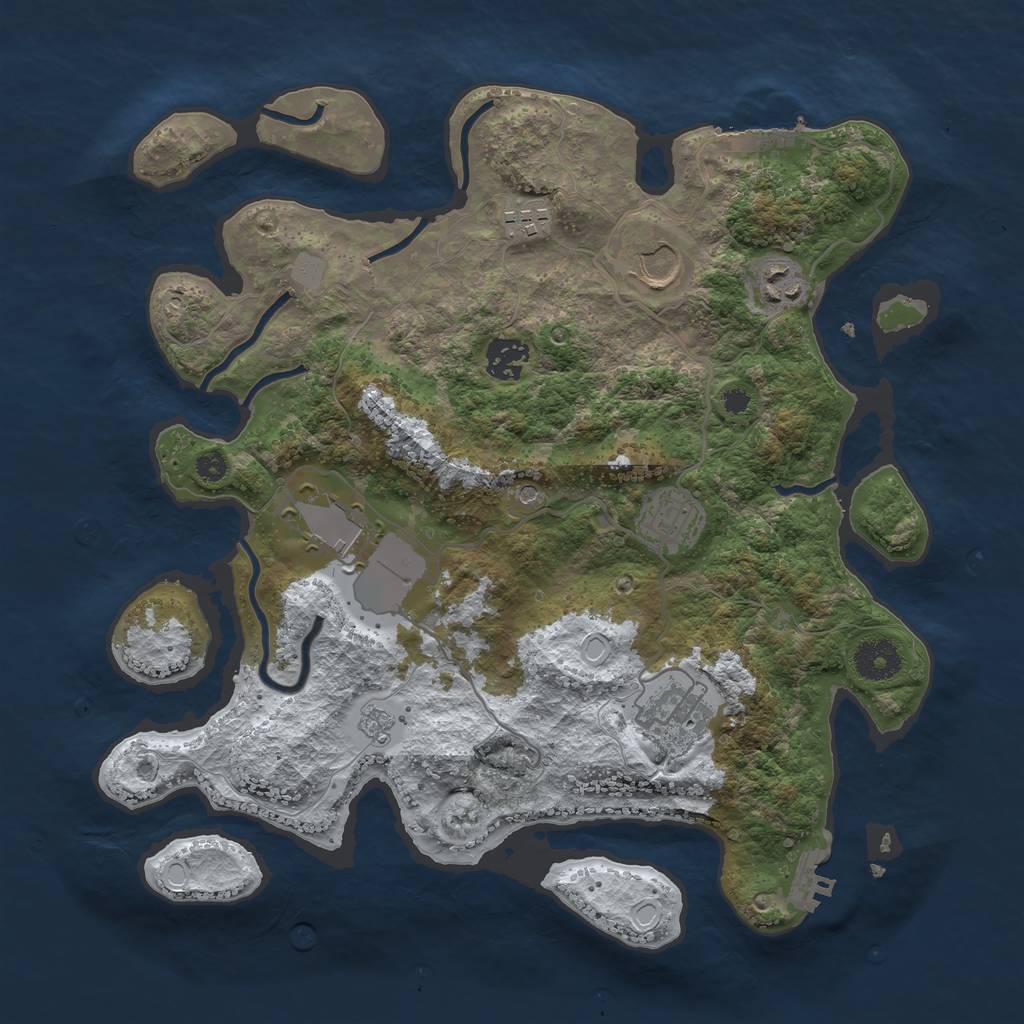 Rust Map: Procedural Map, Size: 3500, Seed: 518485, 16 Monuments