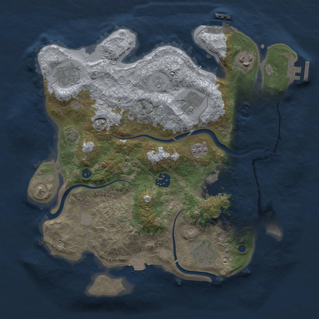 Rust Map: Procedural Map, Size: 3250, Seed: 6007571, 13 Monuments