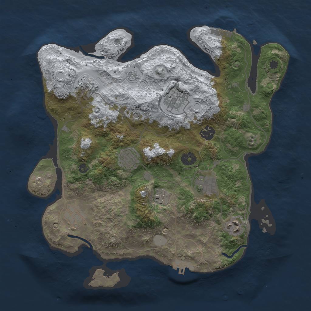 Rust Map: Procedural Map, Size: 3250, Seed: 6007571, 17 Monuments