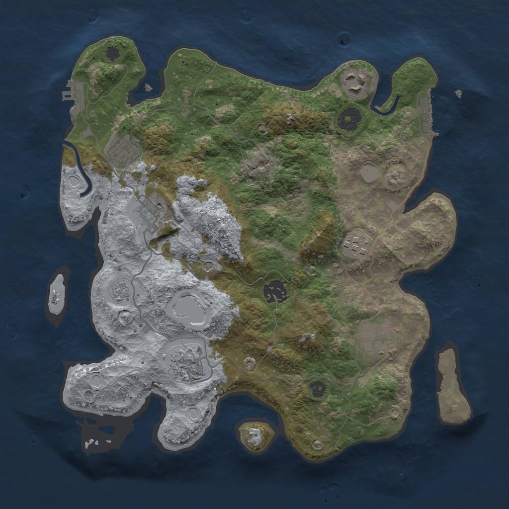 Rust Map: Procedural Map, Size: 3250, Seed: 887842, 14 Monuments