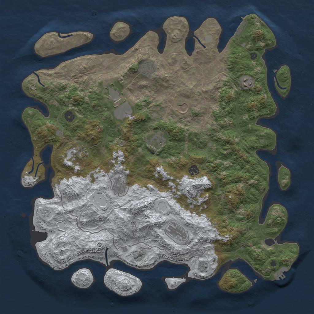 Rust Map: Procedural Map, Size: 4500, Seed: 5051216, 19 Monuments