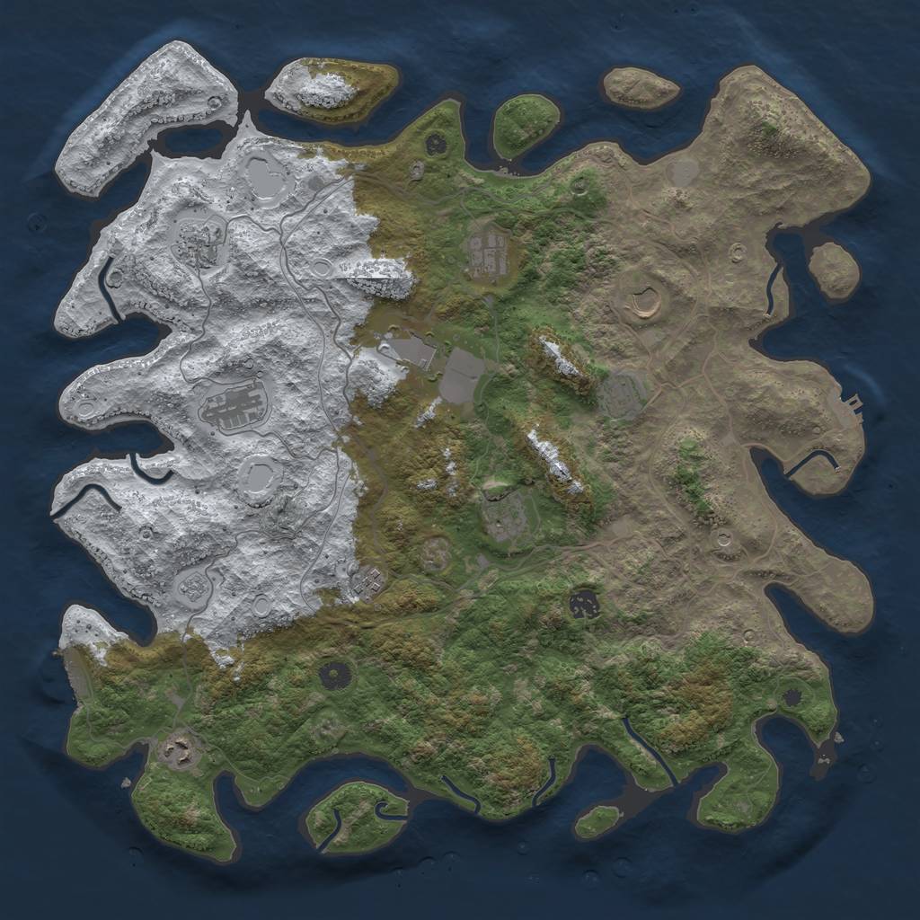 Rust Map: Procedural Map, Size: 4500, Seed: 2343184, 19 Monuments
